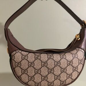 Gucci Brown and Beige Monogram Shoulder Bag